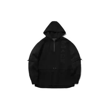 Мужские толстовки с капюшоном Li Ning Wade Series Infinite Declaration Theme Letter Print Loose Hoodie Black AWDR513-1 XL