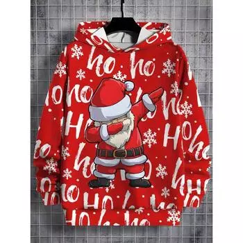 Мужские толстовки с капюшоном на рождественскую тематику, толстовки с 3D-принтом, осенние топы с длинными рукавами и завязками, мужская одежда с забавной графикой S