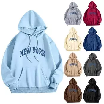 Мужские толстовки с капюшоном New York USA City, модные толстовки с принтом в виде букв, свободные повседневные спортивные свитера Harajuku с капюшоном S