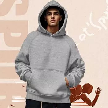 Мужские толстовки с капюшоном, однотонные, с длинным рукавом, с карманами, зимние повседневные пуловеры, спортивные толстовки, повседневная куртка с карманами S хаки