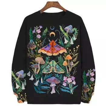 Мужские толстовки с капюшоном с 3D-принтом и рисунком грибов, аниме-эстетичный круглый вырез, большой размер, осенний свитер с капюшоном, зимний пуловер, мужская одежда S