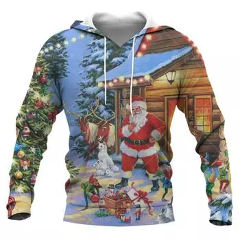 Мужские толстовки с капюшоном с принтом Санта-Клауса, забавные рождественские толстовки со снеговиком, модные тенденции осени и зимы, рождественская одежда S