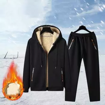 Мужские толстовки с капюшоном Спортивные костюмы Комплекты Толстовки Спортивные штаны Спортивная одеждаОсень-зима Флисовые теплые комплекты Мужские повседневные комплекты XXXXL
