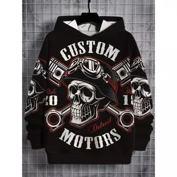 Мужские толстовки с капюшоном, толстовки с 3D-принтом «Череп и роза», спортивная одежда на шнурке, топы с длинными рукавами, мужская одежда с уличной графикой S