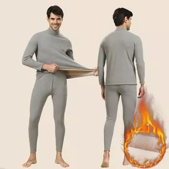 Мужские толстые бархатные термобелье, комплекты, костюмы, футболки + брюки, одежда для пар, нижнее белье, пижамы, комплекты для мужчин, водолазка, свитер XL темно серый