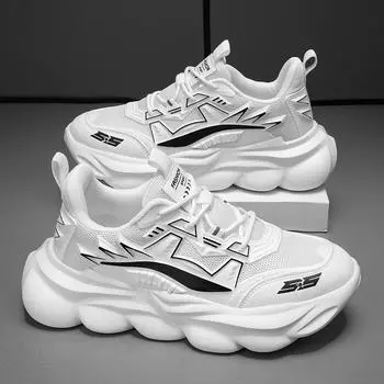Мужские толстые кроссовки, увеличивающие рост, мужская обувь на толстой подошве, уличная обувь для мужчин, повседневная обувь, мода 39 белый