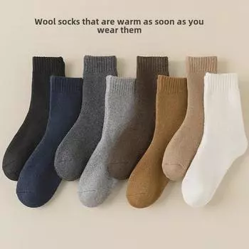 Мужские толстые шерстяные носки : На бархатной подкладке, теплый и удлиненный, для осени и зимы. One Size