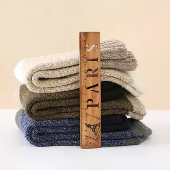 Мужские толстые шерстяные зимние носки - Уютные махровые средней длины со стильными цветными акцентами Size 39-45 темно-синий