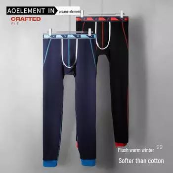 Мужские толстые зимние леггинсы с флисовой подкладкой — модные, теплые, из смеси хлопка и шерсти для молодежи 180(XXL) сапфировый
