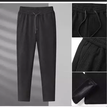 Мужские тонкие брюки большого размера с эластичной резинкой на талии, прямые свободные повседневные брюки в полоску 5XL