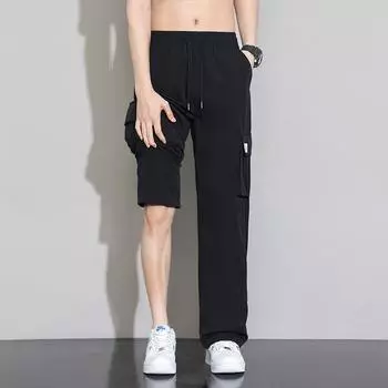 Мужские тонкие брюки Ice Silk, мужские летние рабочие и спортивные брюки, мужские свободные прямые повседневные брюки M