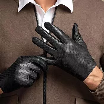 Мужские тонкие перчатки из натуральной кожи, женские, дышащие, мягкие, модные, классические, из козьей кожи, осенние, без подкладки, для сенсорного экрана, для вождения S