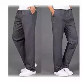 Мужские тонкие прямые повседневные брюки на весну и осень, однотонные, удобные свободные брюки на молнии 6XL
