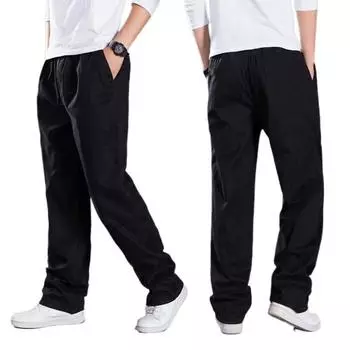 Мужские тонкие прямые повседневные брюки на весну и осень, однотонные, удобные свободные брюки на молнии XL