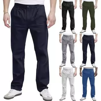 Мужские тонкие свободные прямые узкие формальные брюки Мужские однотонные британские повседневные брюки M чёрный