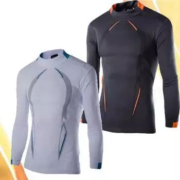 Мужские топы для фитнеса и тренировок, дышащая быстросохнущая одежда, футболка с длинными рукавами для бега и круглым вырезом, спортивная одежда M светло-серый