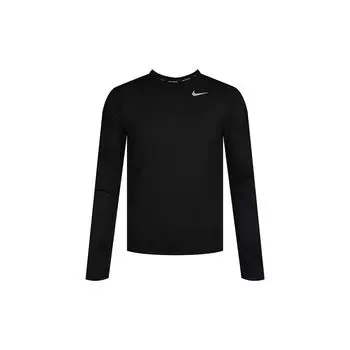 Мужские топы для фитнеса с круглым вырезом Nike Dri-FIT для бега и тренировок, черные CU6072-010 M