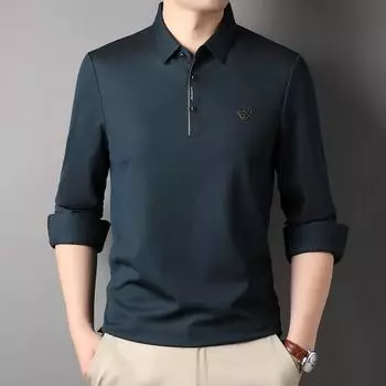 Мужские топы дышащие и универсальные, рубашки поло с длинными рукавами, модные однотонные футболки с лацканами для молодежи и среднего возраста, модные топы M