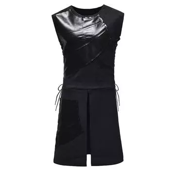 Мужские топы, кожаный жилет на шнуровке, без рукавов, блузка для косплея на заказ L