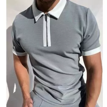 Мужские топы с коротким рукавом, лоскутный воротник, модные свободные рубашки поло S