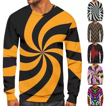 Мужские топы с круглым вырезом, мужской повседневный модный пуловер с длинным рукавом и круглым вырезом