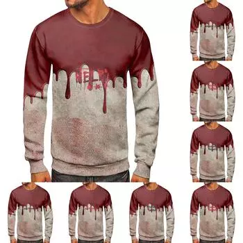 Мужские топы с круглым вырезом, мужской повседневный модный пуловер с длинным рукавом и круглым вырезом XL красный