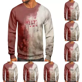 Мужские топы с круглым вырезом, мужской повседневный модный пуловер с длинным рукавом и круглым вырезом L винный