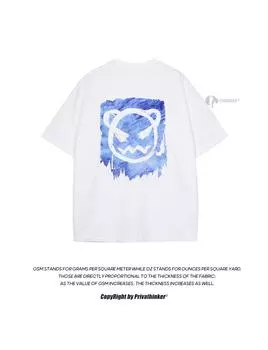 Мужские топы с принтом Angry Bear Hip Hop с коротким рукавом, модные футболки из чистого хлопка, летние новые брендовые футболки большого размера для мужчин Harajuku S