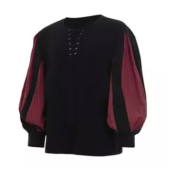 Мужские традиционные льняные рубашки, повседневные топы с коротким рукавом и V-образным вырезом, свободная блузка красный