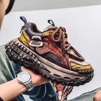 Мужские трендовые кроссовки Clunky для активного отдыха, нескользящие, дышащие, повседневные, спортивные кроссовки, удобная рабочая обувь 39 чёрный