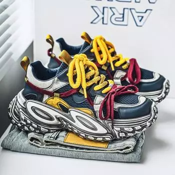 Мужские трендовые кроссовки Clunky для активного отдыха, нескользящие, дышащие, повседневные, спортивные кроссовки, удобная рабочая обувь 39 чёрный