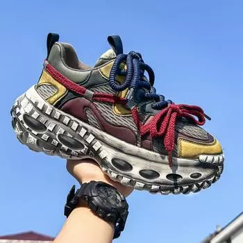 Мужские трендовые кроссовки Clunky для активного отдыха, нескользящие, дышащие, повседневные, спортивные кроссовки, удобная рабочая обувь 39 красный