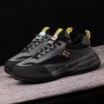 Мужские трендовые кроссовки Clunky для активного отдыха, нескользящие, дышащие, повседневные, спортивные кроссовки, удобная рабочая обувь 39 чёрный