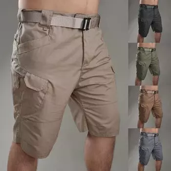 Мужские тренировочные брюки, легкие походные брюки-карго, уличная одежда, спортивные короткие брюки S серый