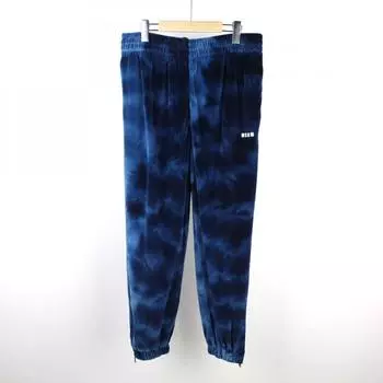 Мужские тренировочные брюки MSGM с маленьким логотипом, велюровые, темно-синие 2640MP6189