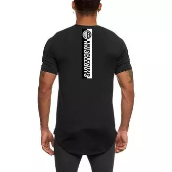 Мужские тренировочные топы Muscleguys для фитнеса с короткими рукавами и v-образным вырезом, мягкая и удобная повседневная футболка M чёрный