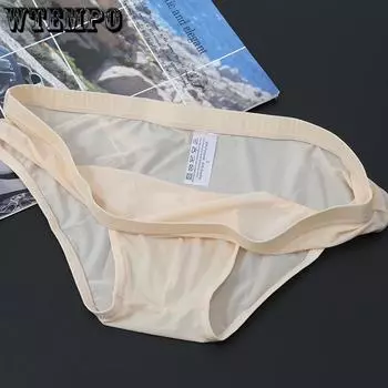 Мужские треугольные брюки нижнее белье Ice Silk дышащие с низкой талией сексуальные ультратонкие и прозрачные летом M