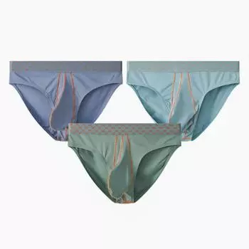 Мужские треугольные трусы с высокой эластичностью, впитывающие пот, разнообразные цвета, хлопковые трусы со средней талией для повседневной носки, сна, работы и путешествий M синий