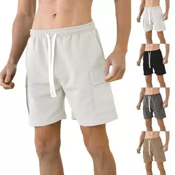 Мужские трикотажные эластичные свободные повседневные шорты с текстурированным шнурком XXL чёрный