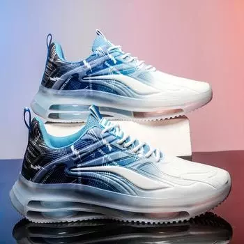 Мужские трикотажные дышащие кроссовки, удобные нескользящие туфли на шнуровке с мягкой подошвой для активного отдыха на природе, мужская обувь 39 озеро синий