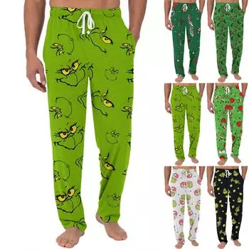 Мужские трикотажные модные повседневные брюки с напечатанным карманом, пижамные брюки XXL чёрный