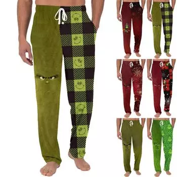 Мужские трикотажные модные повседневные брюки с напечатанным карманом, пижамные брюки S