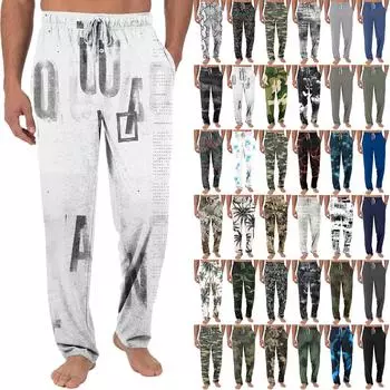 Мужские трикотажные модные повседневные брюки с напечатанным карманом, пижамные брюки XXXL белый