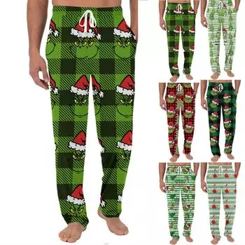 Мужские трикотажные модные повседневные брюки с напечатанным карманом, пижамные брюки L армия зеленый