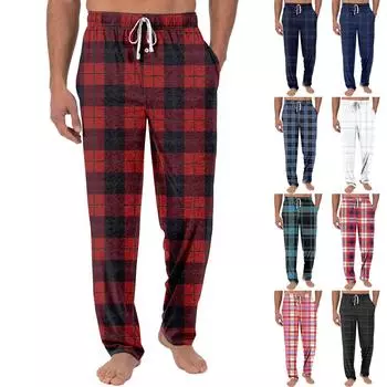 Мужские трикотажные модные повседневные брюки с напечатанным карманом, пижамные брюки XXL циан