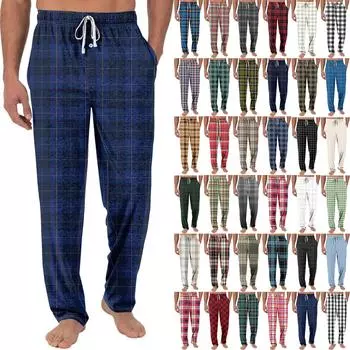 Мужские трикотажные модные повседневные брюки с напечатанным карманом, пижамные брюки XL зелёный