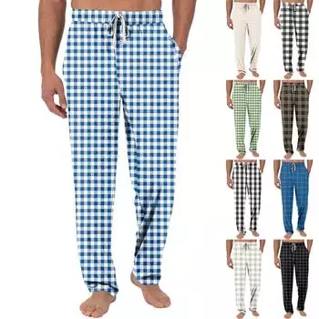 Мужские трикотажные модные повседневные брюки с напечатанным карманом, пижамные брюки L бежевый