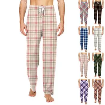 Мужские трикотажные повседневные брюки с модным принтом и завязками, пижамные брюки L чёрный