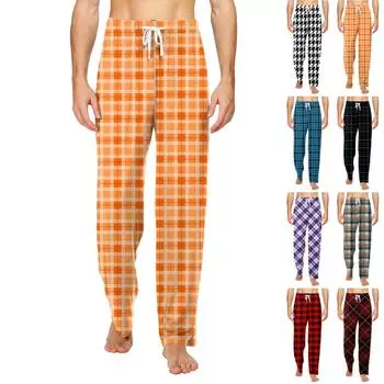 Мужские трикотажные повседневные брюки с модным принтом и завязками, пижамные брюки XL тёмно-синий