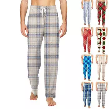 Мужские трикотажные повседневные брюки с модным принтом и завязками, пижамные брюки L зелёный